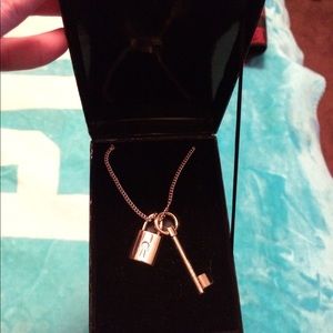 Victoria secret lock and key gold long necklace